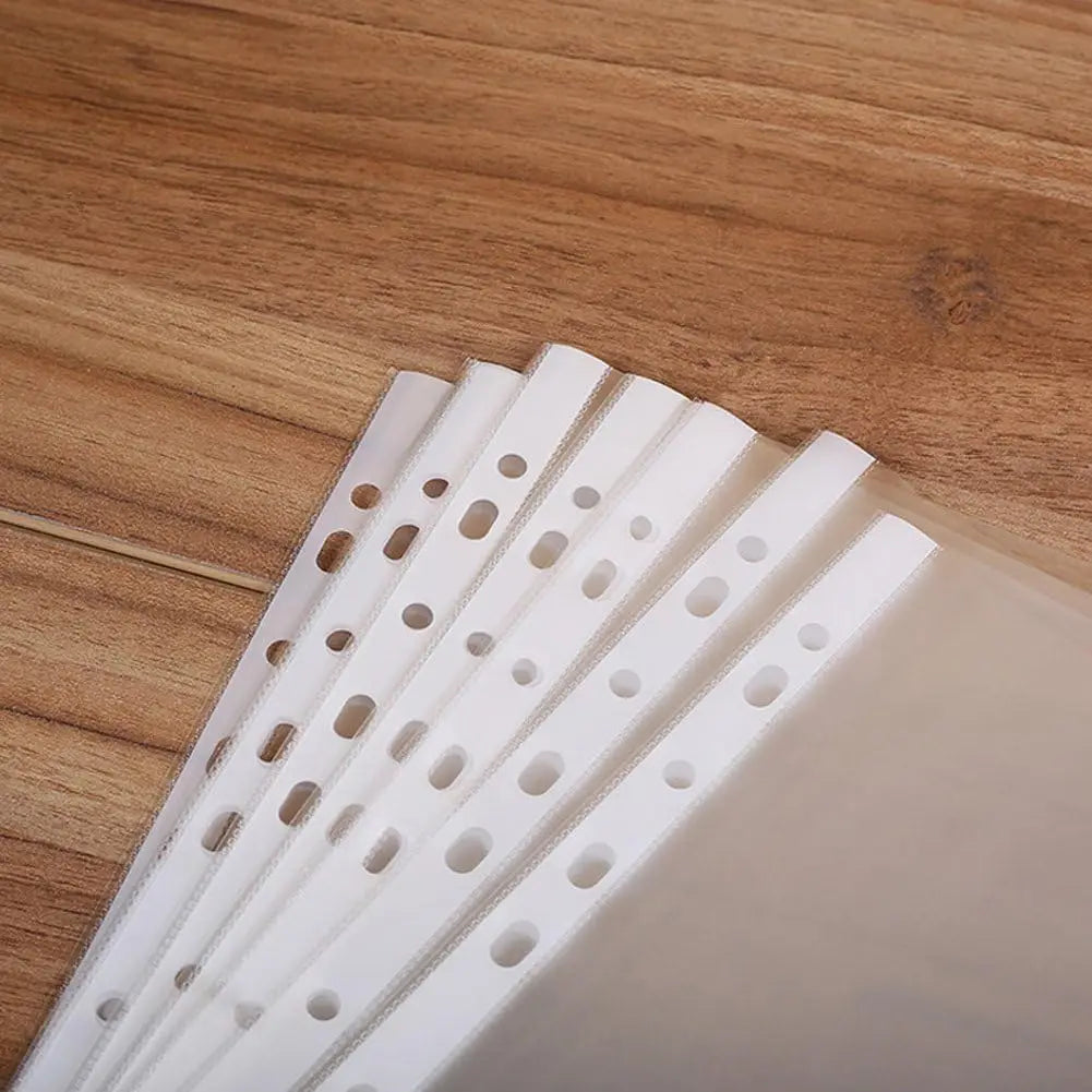 50/100pcs 11 Hole A4 File Pockets Ring Binder File Folder Jackets File Bag for Hole Ring Binder Folder (4C Thickness)
