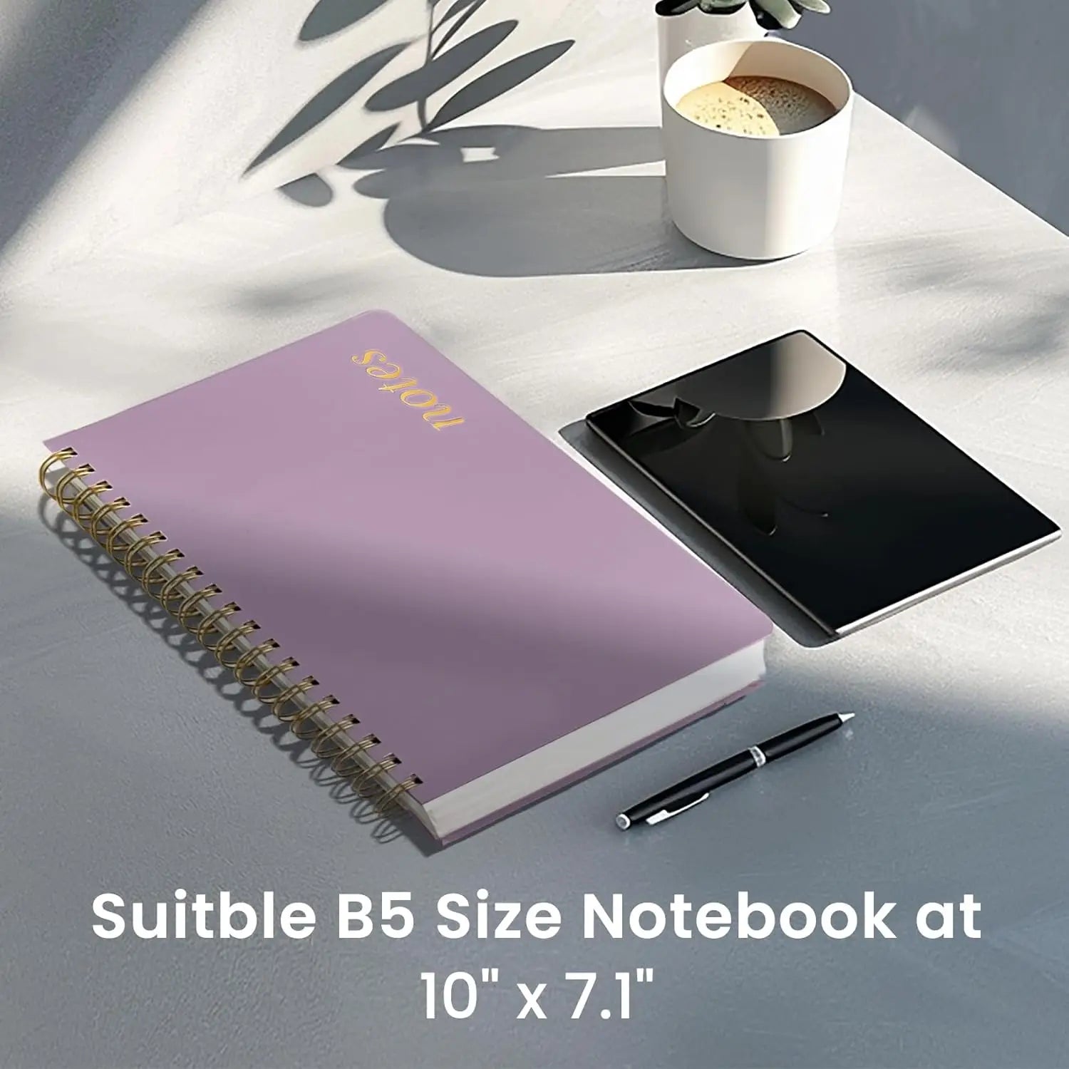 Premium Purple Hardcover Spiral Notebook, 300 Pages B5 College Ruled for Work School Writing Journal