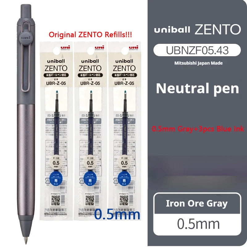 Uni-ball ZENTO Aluminum Grip Metal Pen,0.38/0.5mm Smooth Writing With Original Refills For Academic Exams&Professional Signing