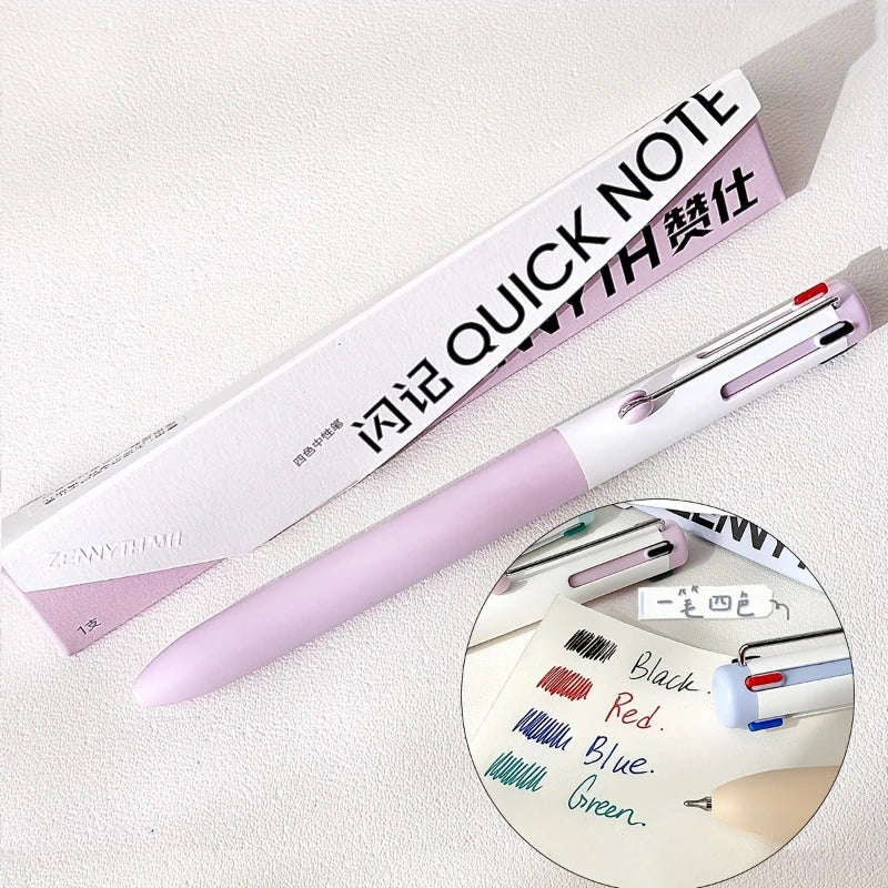 4-In-1 Multicolor Writing Instruments Macaroon Style Clickable Gel Pens Assorted Colors Single Unit Vibrant Ink Multi-Hued Pens