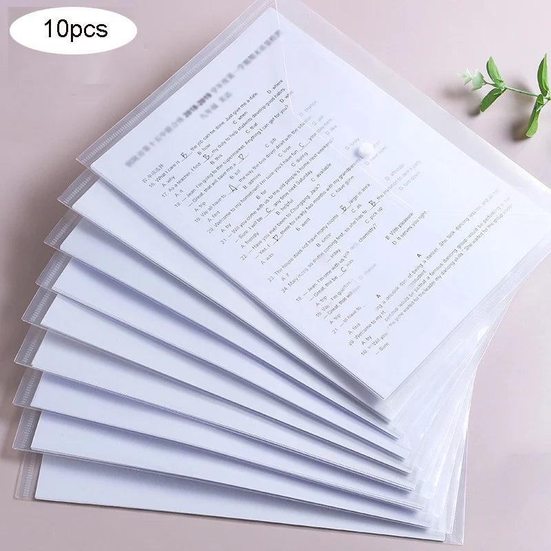 10/30pcs Transparent and Colorful File Envelopes Plastic Folders Office School Home A4 Letter Organizing Papers Storage Tool
