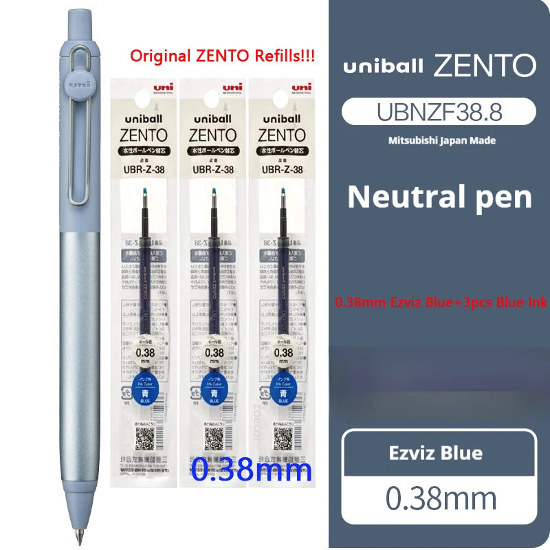 Uni-ball ZENTO Aluminum Grip Metal Pen,0.38/0.5mm Smooth Writing With Original Refills For Academic Exams&Professional Signing