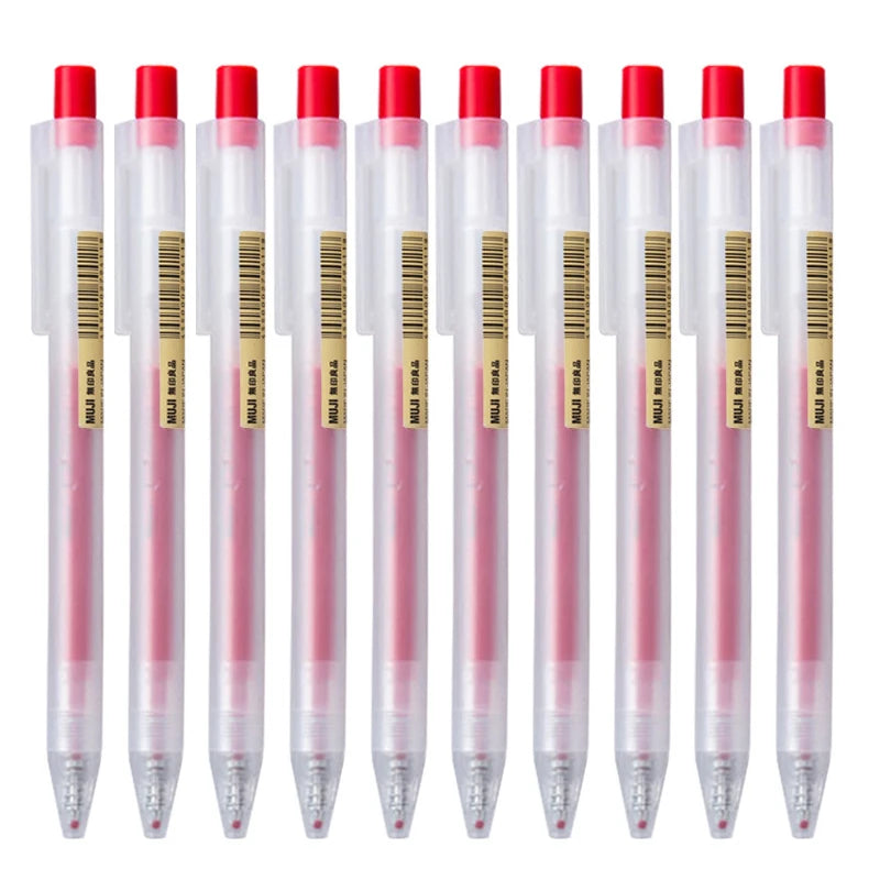 10pcs Press Gel Pen 0.5mm Blue/Black/Dark Blue/red Ink MUJIs Gel Pen set For School Office Student Writing Stationery