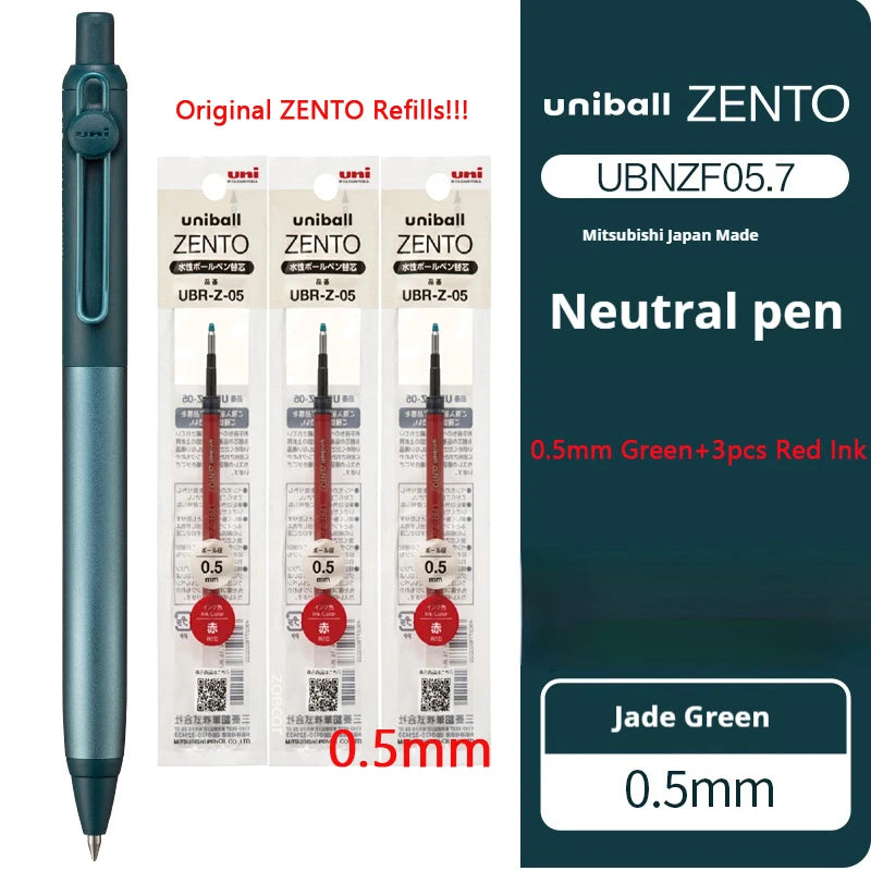Uni-ball ZENTO Aluminum Grip Metal Pen,0.38/0.5mm Smooth Writing With Original Refills For Academic Exams&Professional Signing