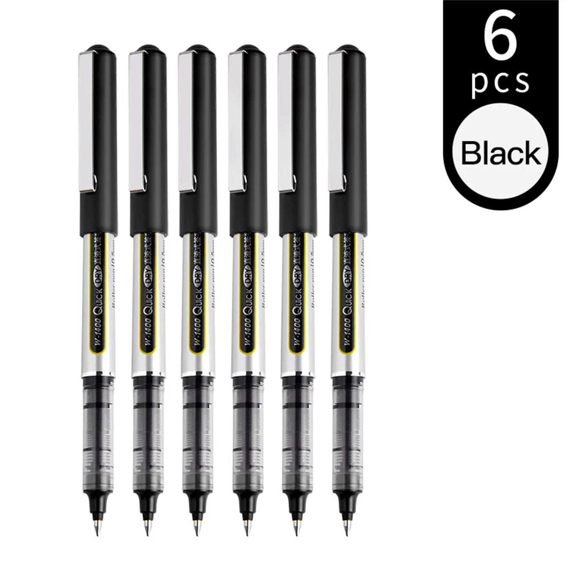 WQN-3/6/12  Roller Ink Pen 0.5mm Quick-Drying Liquid Ink Stick With a Round Blue-Red Black Gel Pen For Writing Notes For Adults