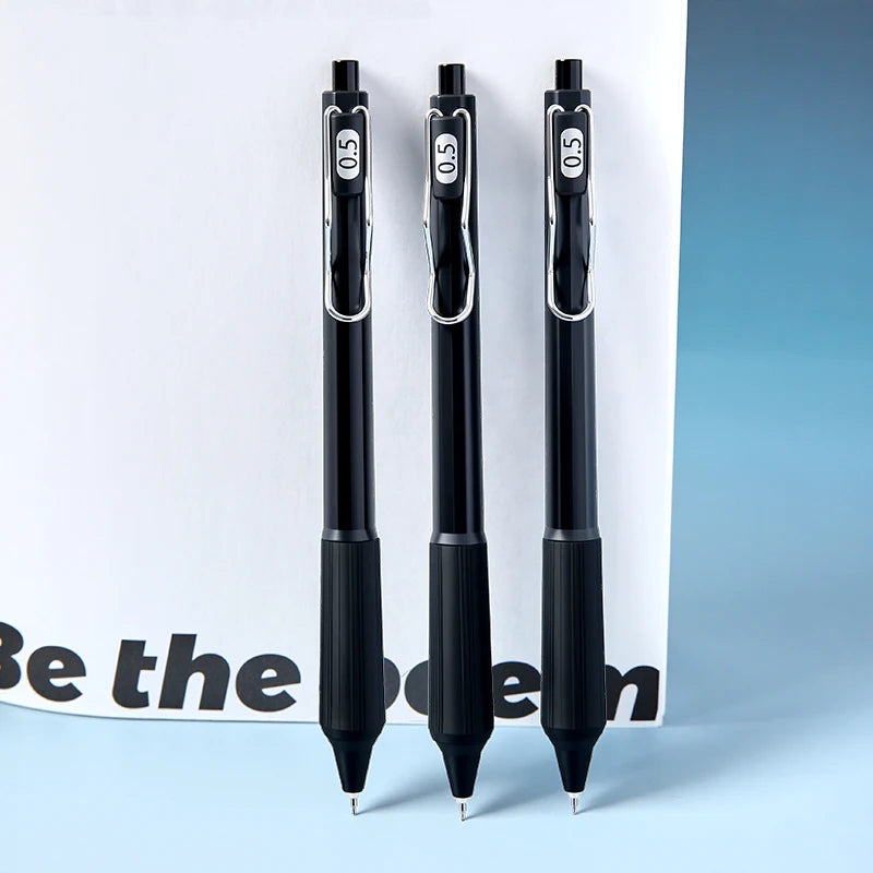 3pcs Low Center of Gravity Click Gel Pen - Black Warrior Pro Writing Tool, Smooth Durable Exam Stationery, Office Study Set