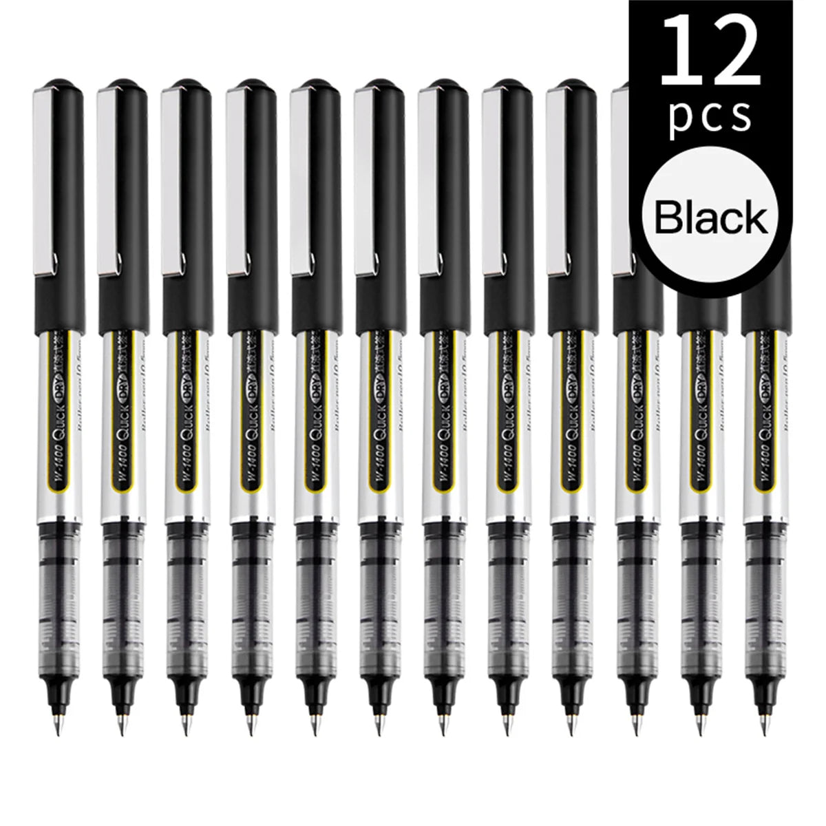 WQN-3/6/12  Roller Ink Pen 0.5mm Quick-Drying Liquid Ink Stick With a Round Blue-Red Black Gel Pen For Writing Notes For Adults