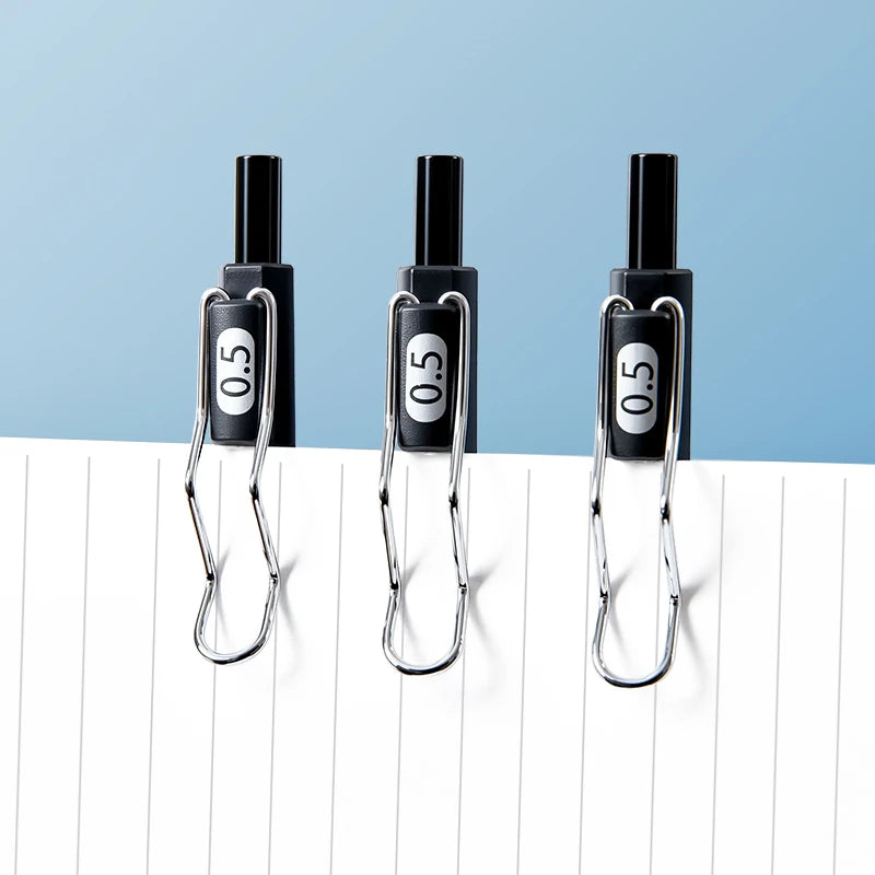 3pcs Low Center of Gravity Click Gel Pen - Black Warrior Pro Writing Tool, Smooth Durable Exam Stationery, Office Study Set