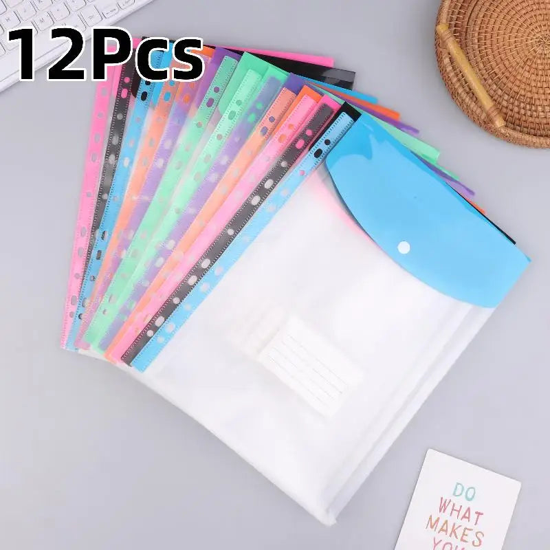 6/12 Packs A4 Expandable Folders Plastic Envelopes Binder Folders ,Binder Pocket Organizer Folders, For School Office Home