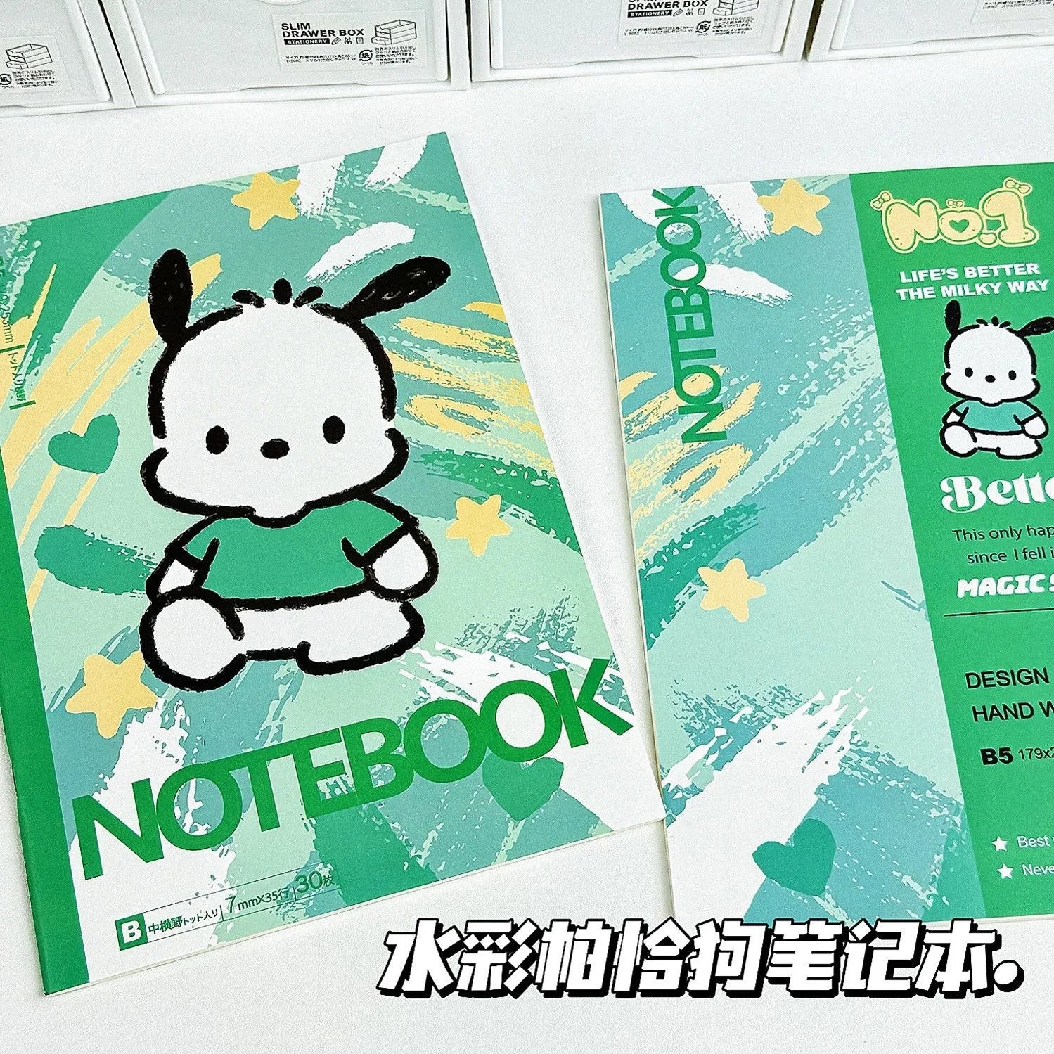 Watercolor Sanrio Notebook Children's Birthday  Gift Cartoon Anime Learning Book Drawing Booklet B5 Horizontal Notebook Class