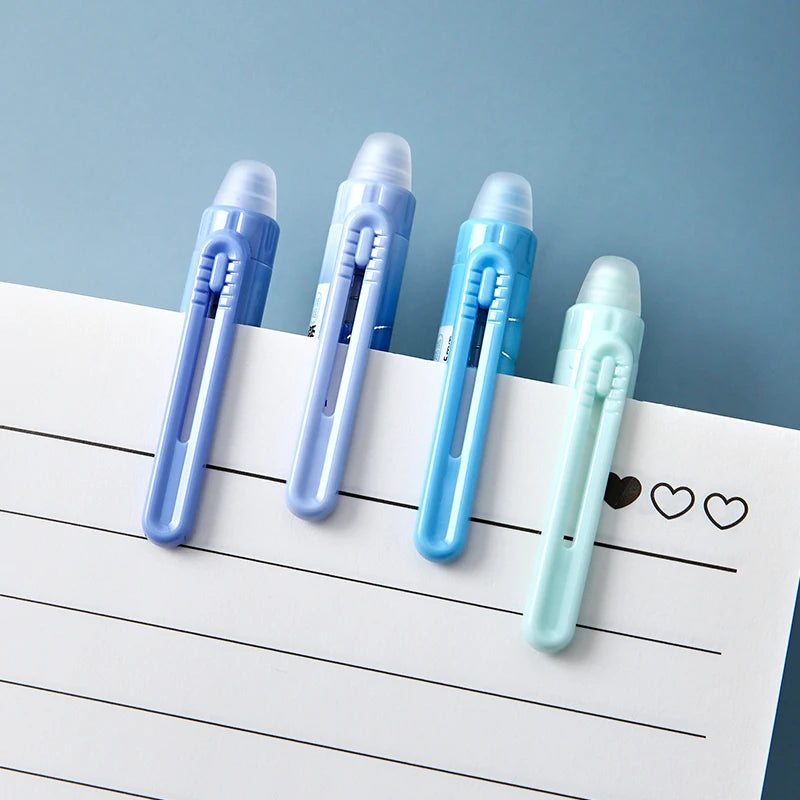 4-pack Thermal Erasable Pens, Cosmic Star Blue Design, Smooth Click Pens, Stylish Student Stationery for Office Writting, Gift