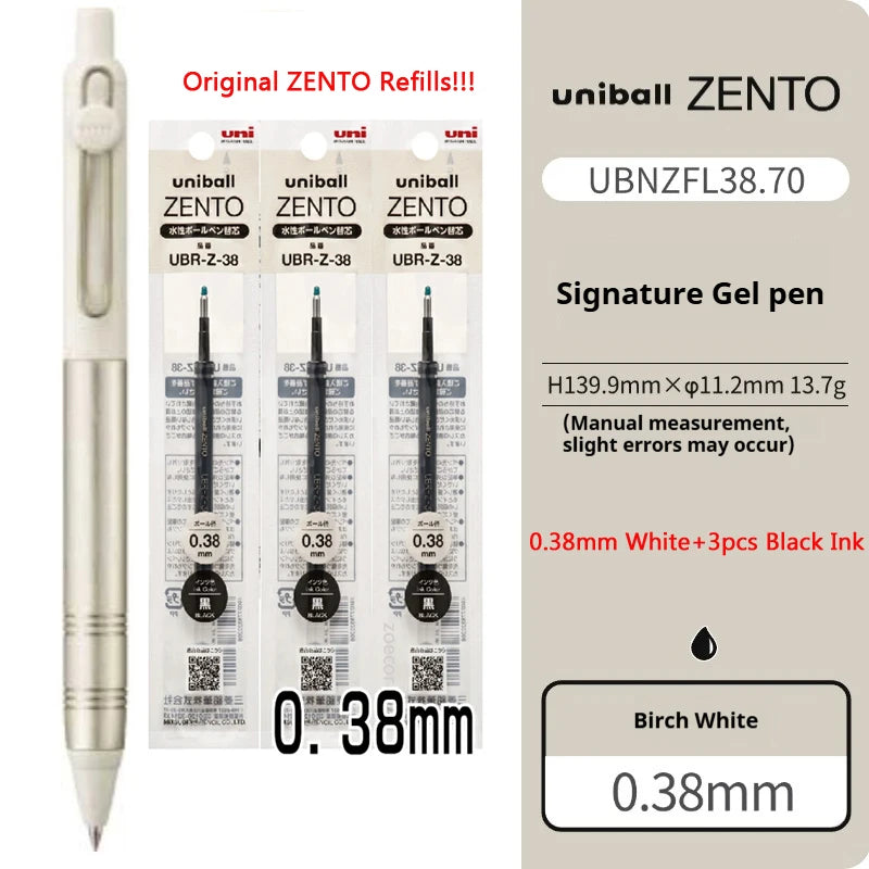 Uni-ball ZENTO Aluminum Grip Metal Pen,0.38/0.5mm Smooth Writing With Original Refills For Academic Exams&Professional Signing
