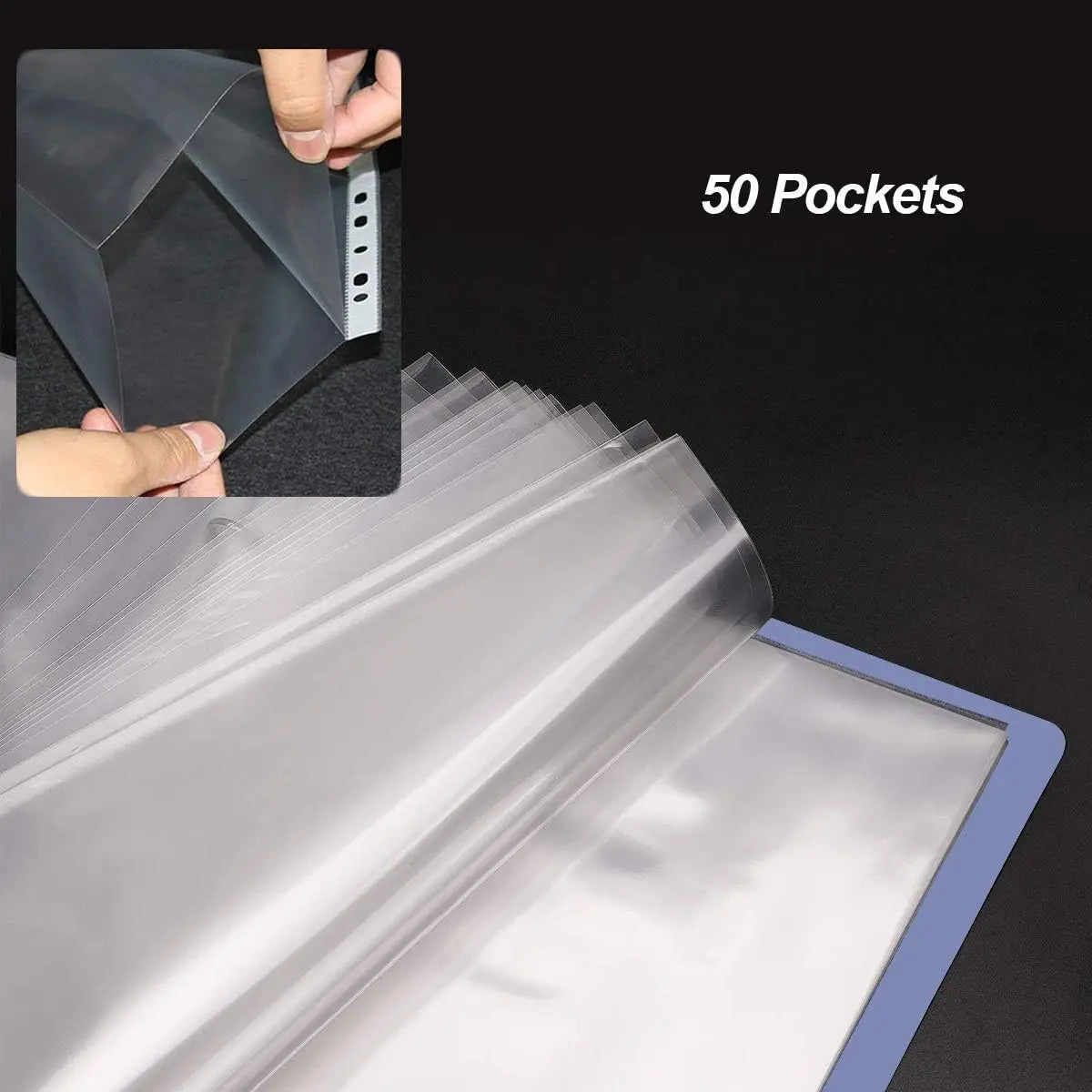 50/100pcs 11 Hole A4 File Pockets Ring Binder File Folder Jackets File Bag for Hole Ring Binder Folder (4C Thickness)