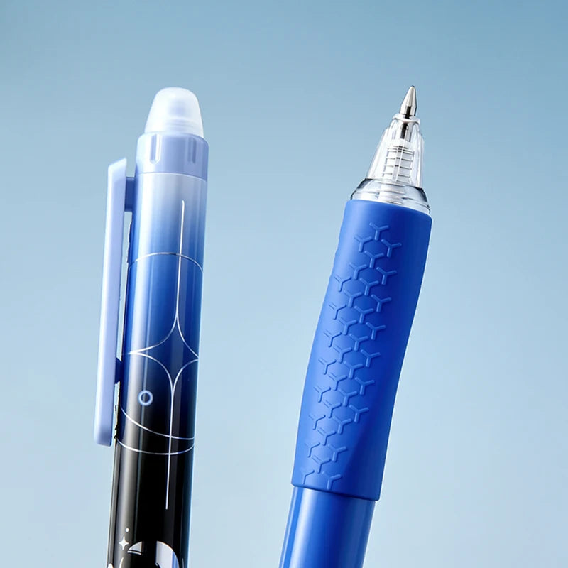 4-pack Thermal Erasable Pens, Cosmic Star Blue Design, Smooth Click Pens, Stylish Student Stationery for Office Writting, Gift