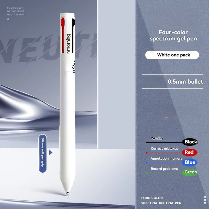 1PC Gel Pen  Neutral Pen, Four-Color Memory Pen, Press Four In One Multifunctional Note Taking Special Color Fountain Pen