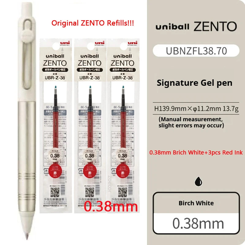 Uni-ball ZENTO Aluminum Grip Metal Pen,0.38/0.5mm Smooth Writing With Original Refills For Academic Exams&Professional Signing