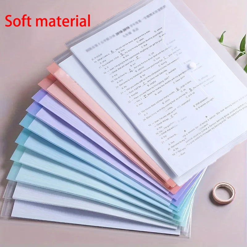10/30pcs Transparent and Colorful File Envelopes Plastic Folders Office School Home A4 Letter Organizing Papers Storage Tool