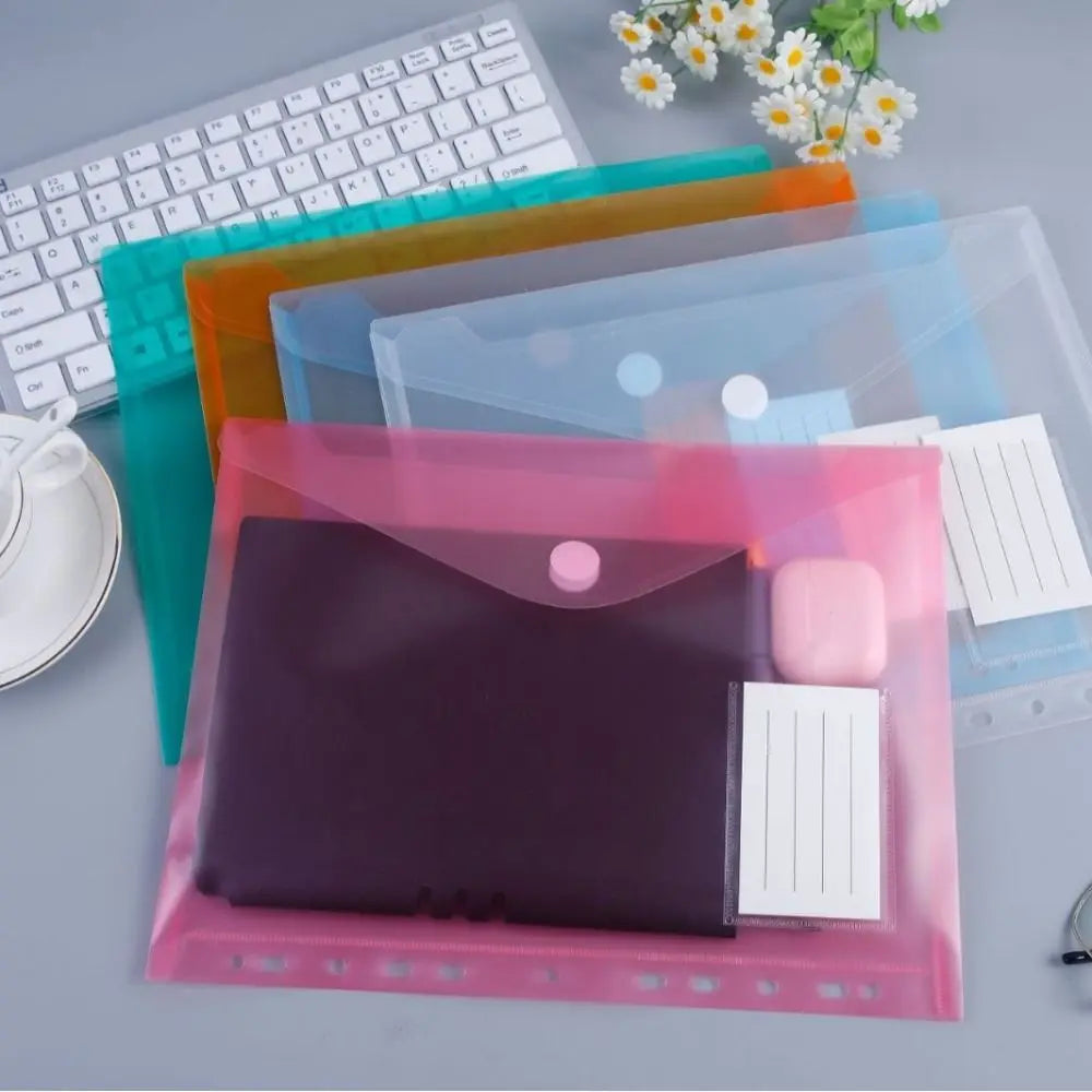 A4 Colorful Transparent File Folders Wallets Document Files With Holes For Ring Binder Folder Envelope Bags For School Office