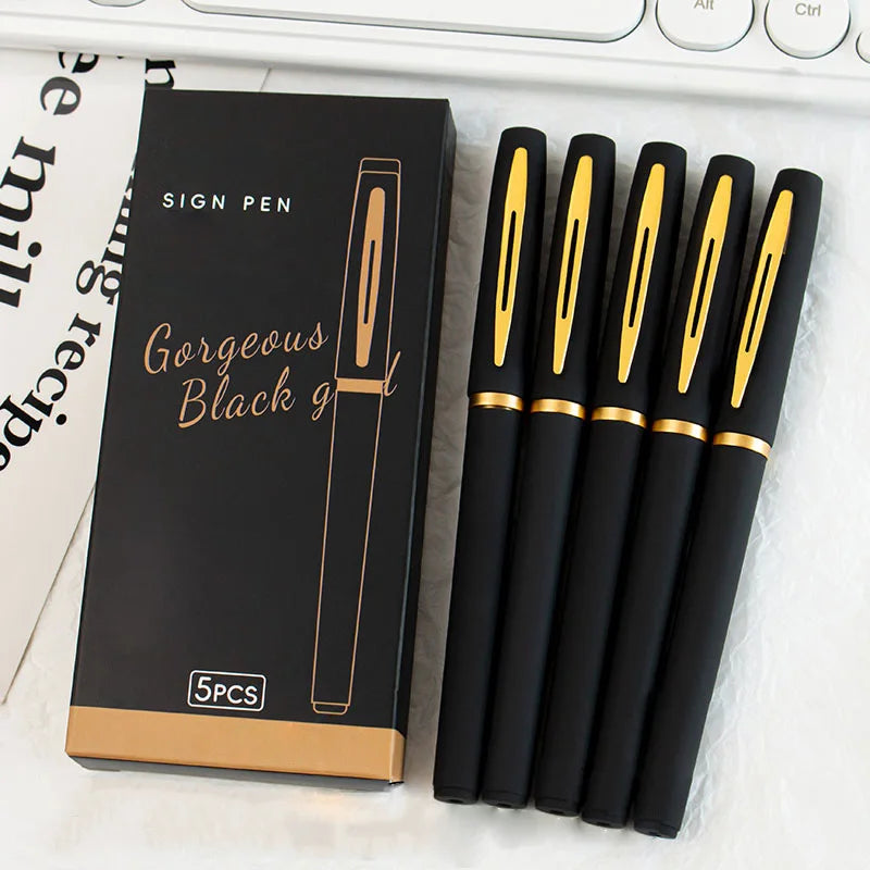 5pcs Large Capacity Gold Metal Pen Clips, 0.5mm/0.7mm/1.0mm, Multiple Specifications, Ink Signature Pens, Office Gel Pens