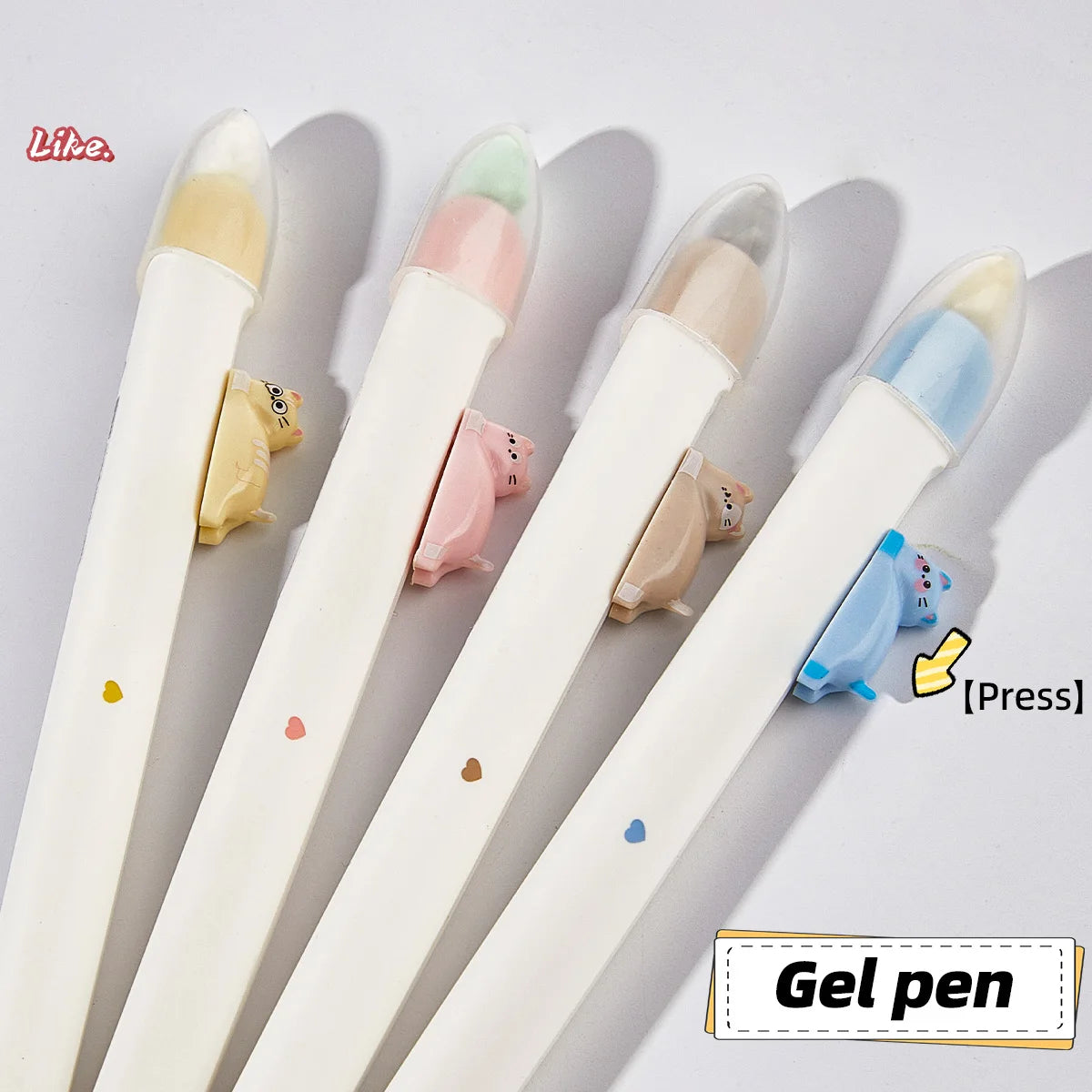 4-Pack Fun Magnetic Bird Cat Gel Pens, Retractable Press Pens, 0.5mm Fine Tip Fast Drying Ink, Cute Stationery for Cat Lovers