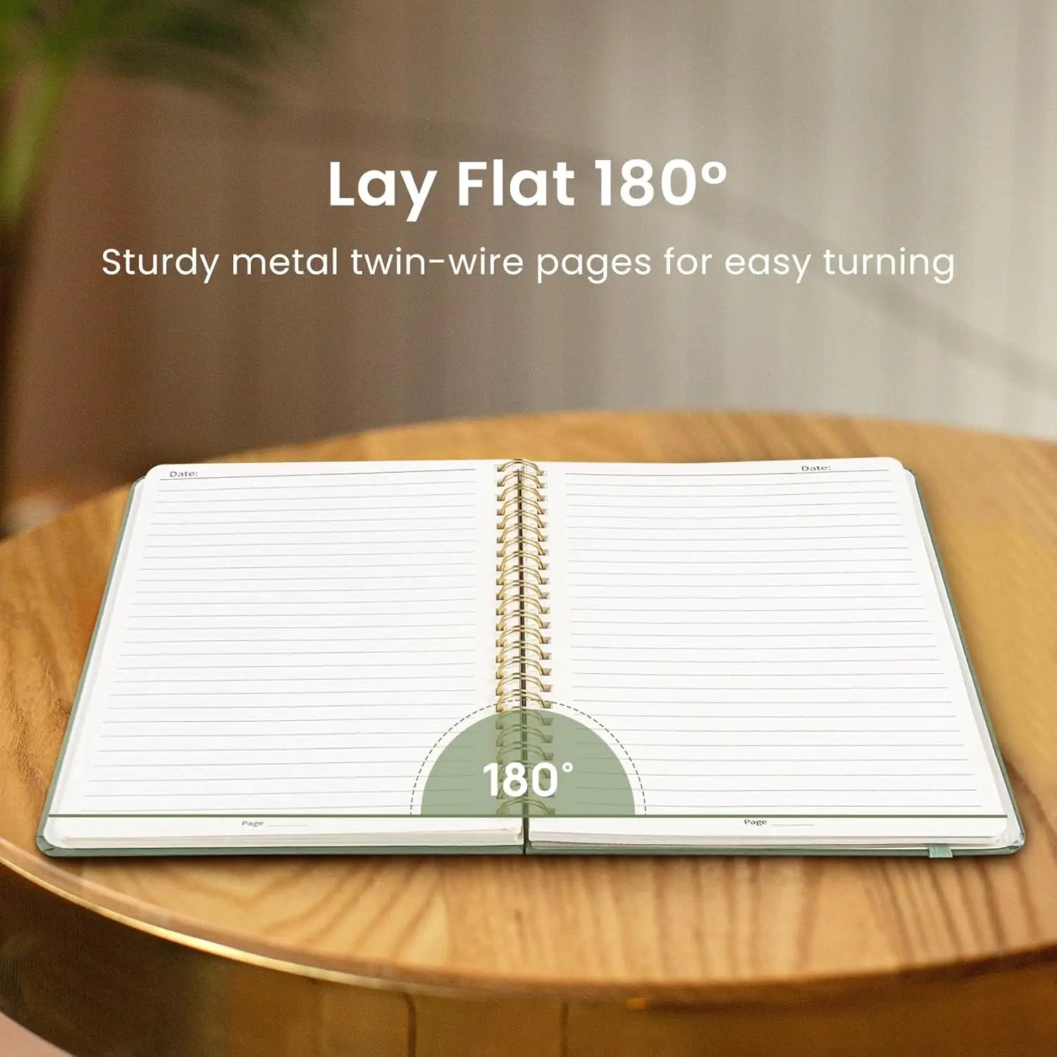 Premium Lined Spiral Notebook, 140 Pages Hardcover, A5 Size for Writing & Note Taking - Green