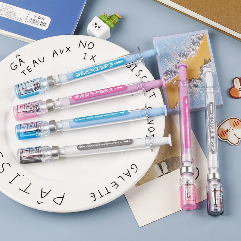 6Pcs Novelty Syringe Peculiar Shape Cute Stationery School Office Stationery Gel Pen