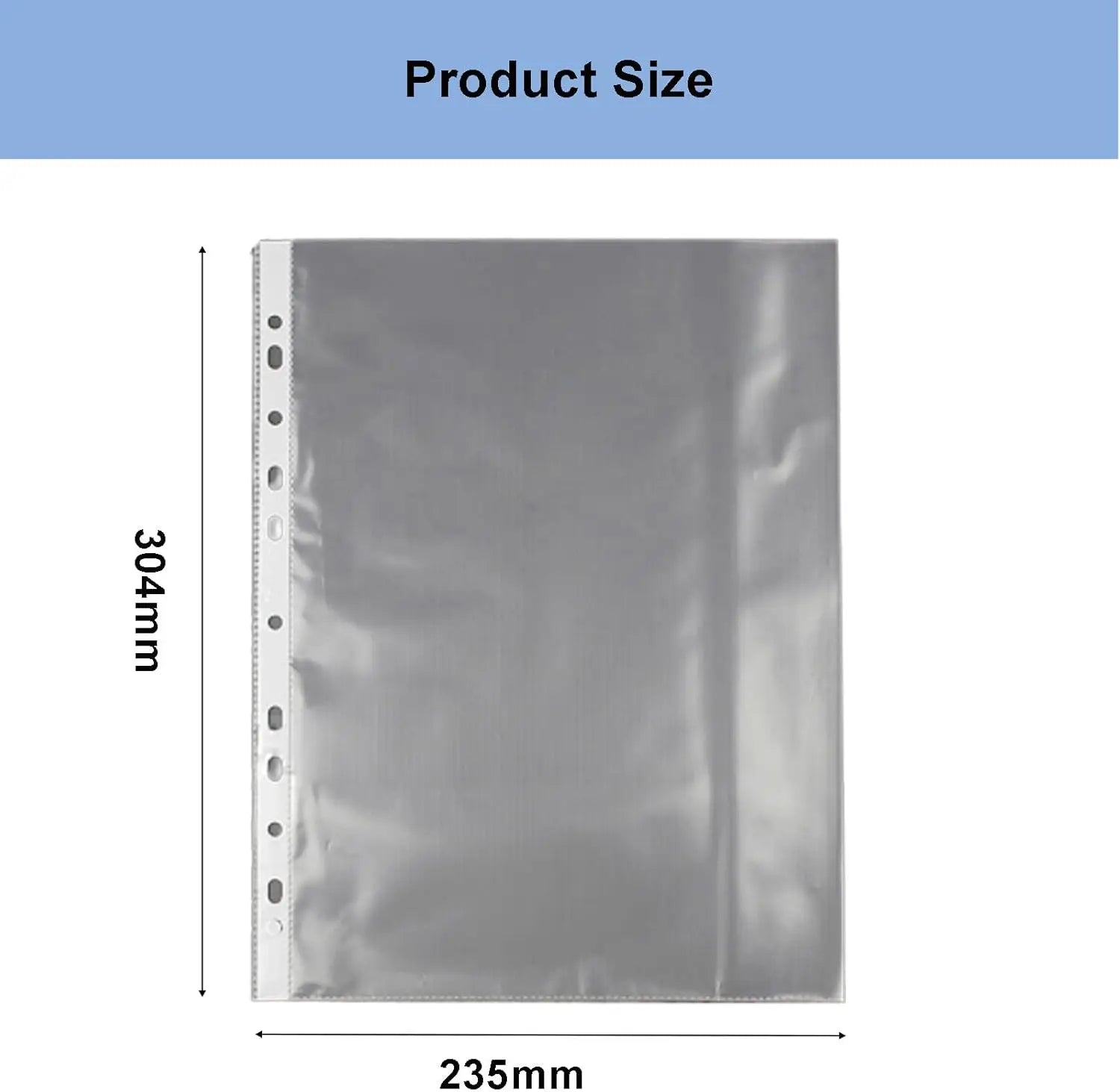50/100pcs 11 Hole A4 File Pockets Ring Binder File Folder Jackets File Bag for Hole Ring Binder Folder (4C Thickness)