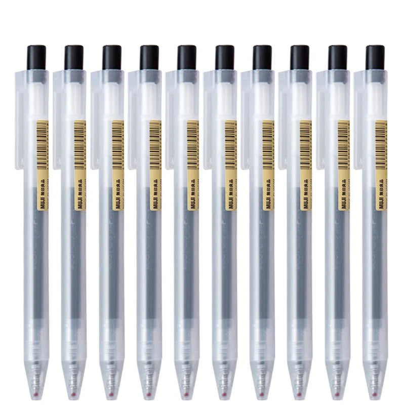 10pcs Press Gel Pen 0.5mm Blue/Black/Dark Blue/red Ink MUJIs Gel Pen set For School Office Student Writing Stationery