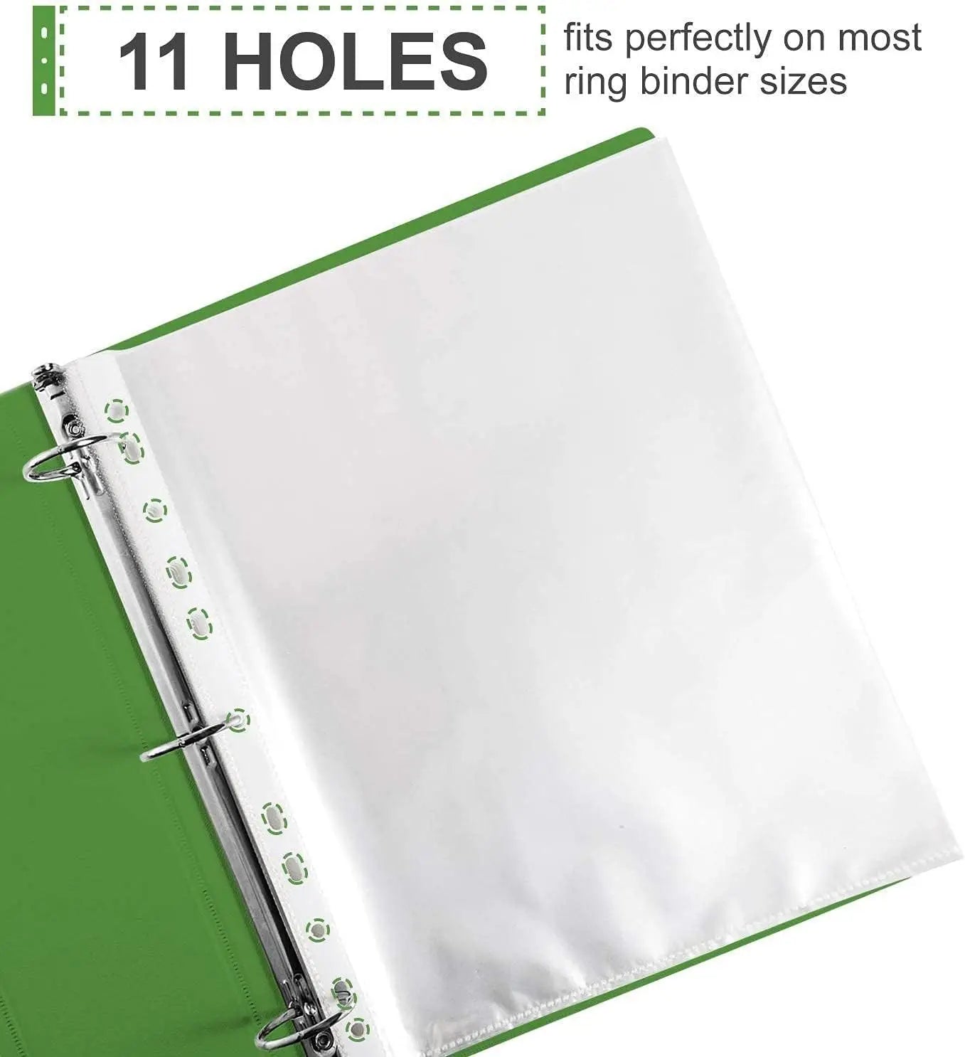 50/100pcs 11 Hole A4 File Pockets Ring Binder File Folder Jackets File Bag for Hole Ring Binder Folder (4C Thickness)