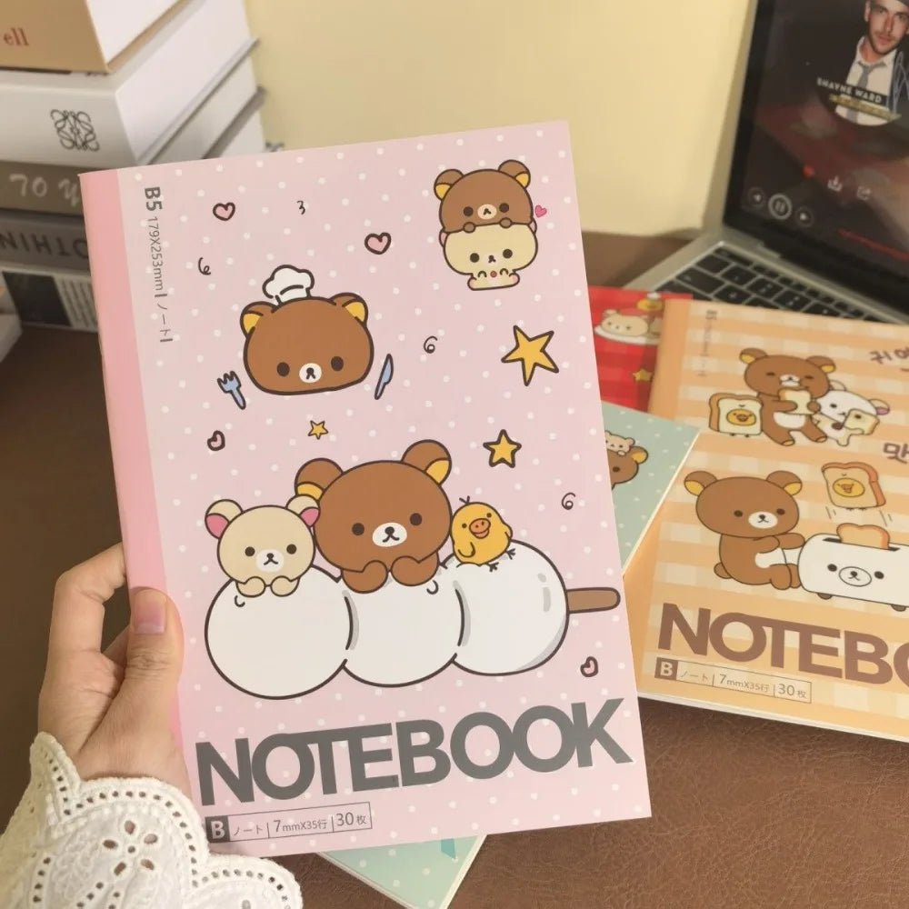 Rilakkuma B5 Notebook Thickened Cute Cartoon Notepad for Student Kawaii Anime Lined Journal School Class Note Taking Stationery