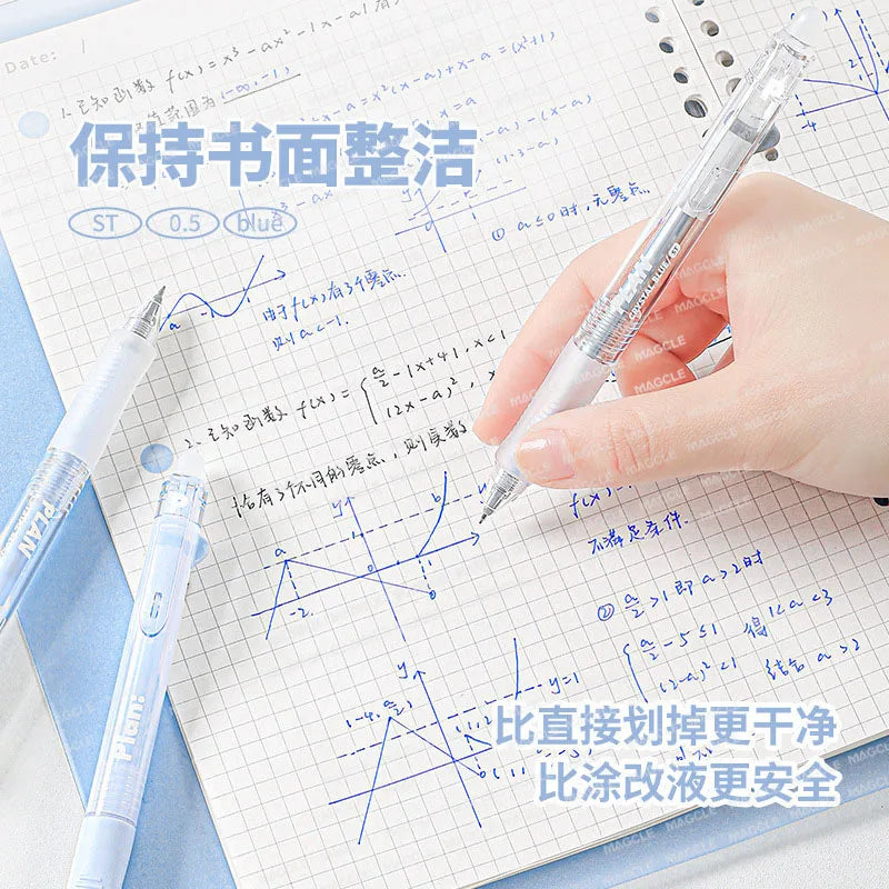 Planwith 3PCS/set Erasable Gel Pen Stationery Student School Acsesories Pen 0.5mm Crystal Blue Ink Side Press Writing Supplies