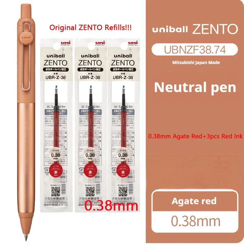 Uni-ball ZENTO Aluminum Grip Metal Pen,0.38/0.5mm Smooth Writing With Original Refills For Academic Exams&Professional Signing