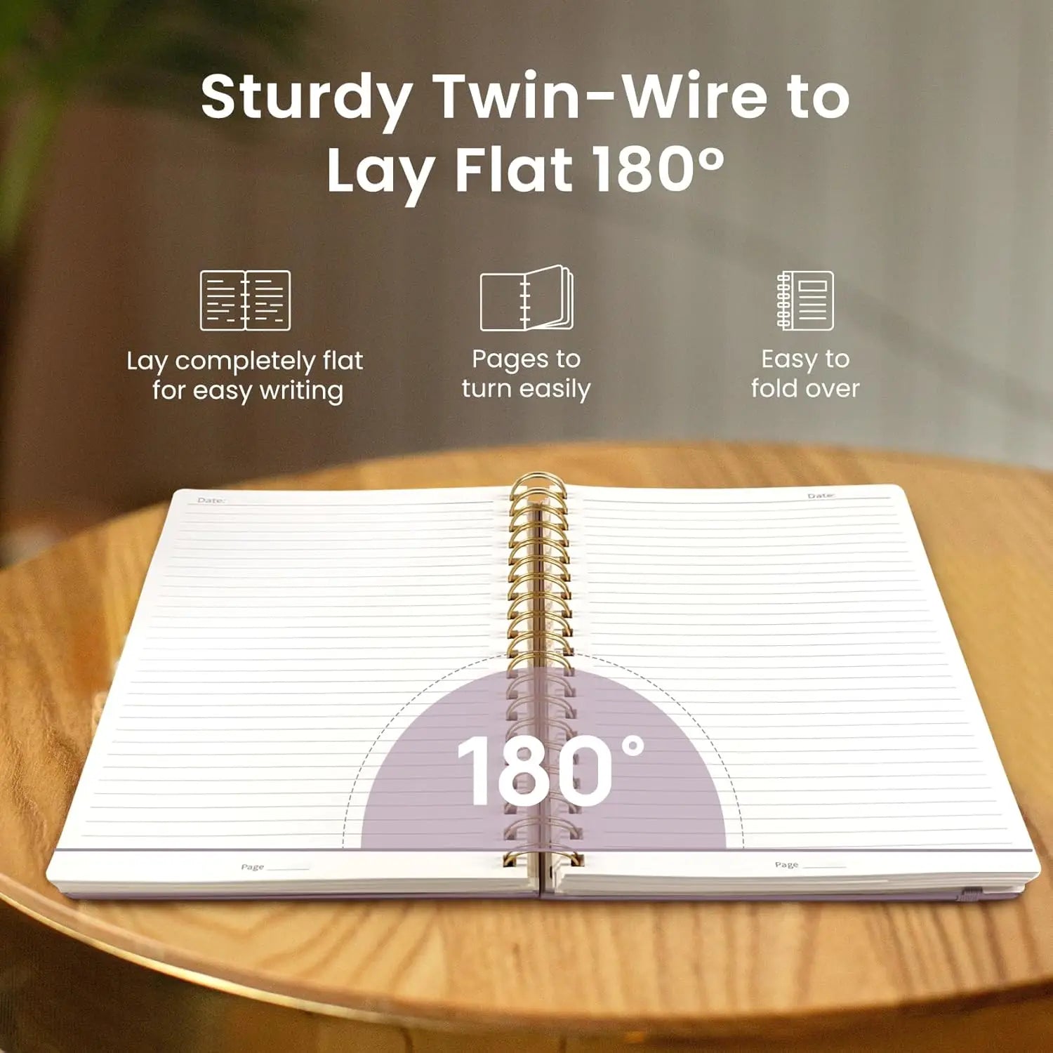 Premium Purple Hardcover Spiral Notebook, 300 Pages B5 College Ruled for Work School Writing Journal