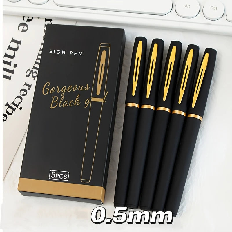 5pcs Large Capacity Gold Metal Pen Clips, 0.5mm/0.7mm/1.0mm, Multiple Specifications, Ink Signature Pens, Office Gel Pens