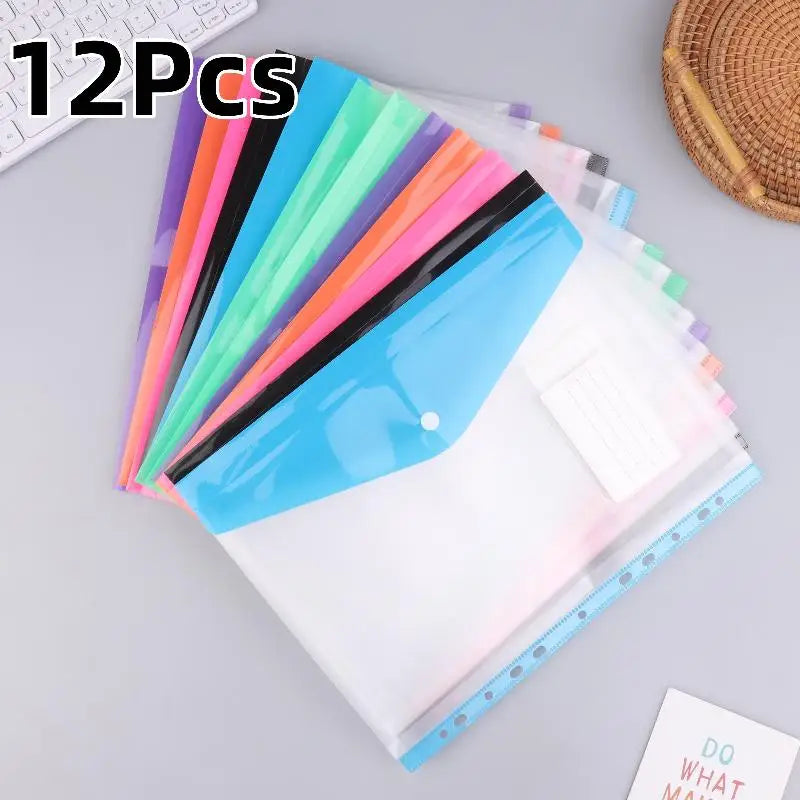 6/12 Packs A4 Expandable Folders Plastic Envelopes Binder Folders ,Binder Pocket Organizer Folders, For School Office Home