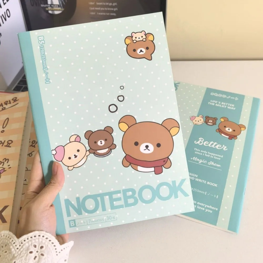 Rilakkuma B5 Notebook Thickened Cute Cartoon Notepad for Student Kawaii Anime Lined Journal School Class Note Taking Stationery
