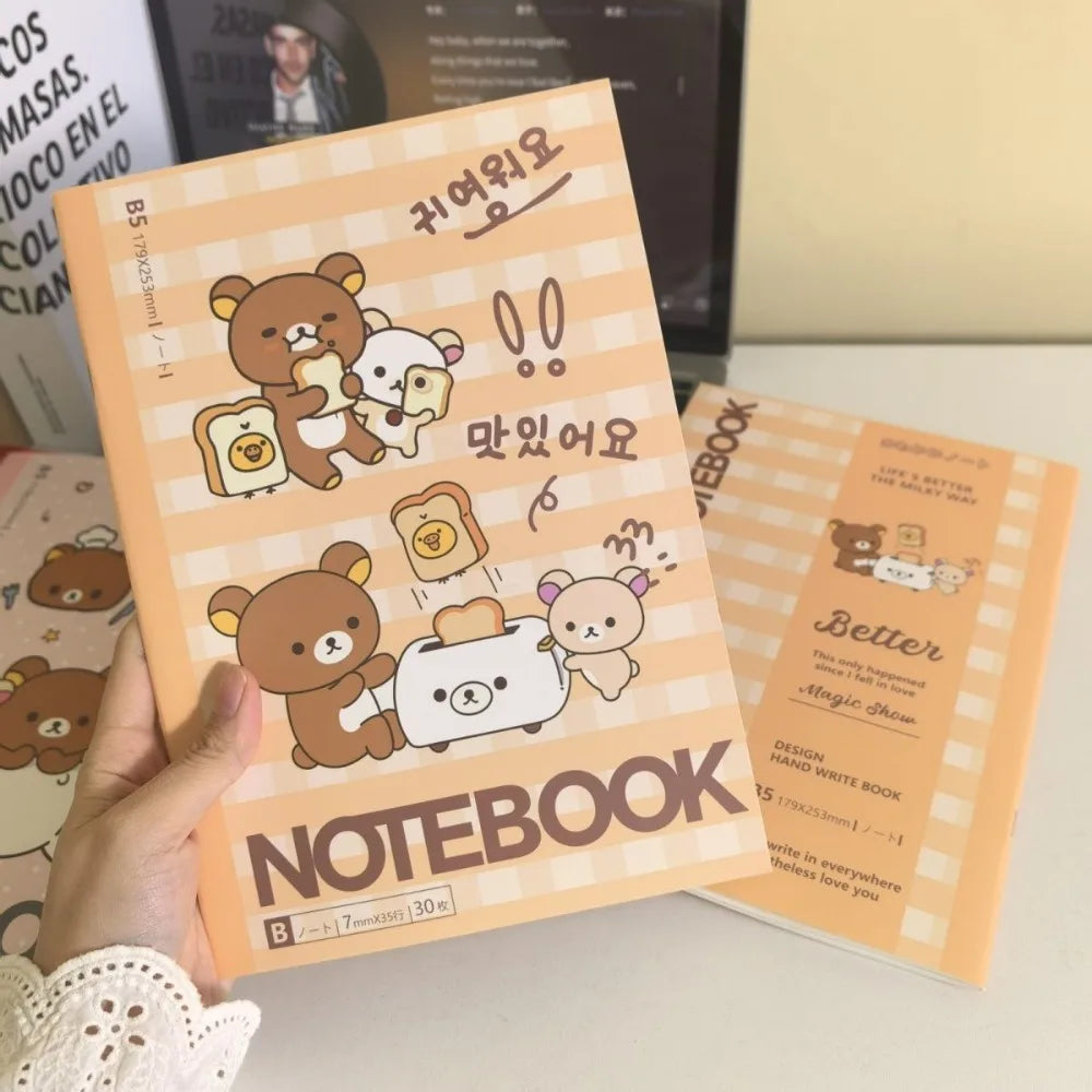 Rilakkuma B5 Notebook Thickened Cute Cartoon Notepad for Student Kawaii Anime Lined Journal School Class Note Taking Stationery