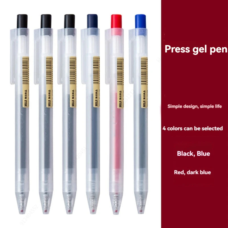 10pcs Press Gel Pen 0.5mm Blue/Black/Dark Blue/red Ink MUJIs Gel Pen set For School Office Student Writing Stationery