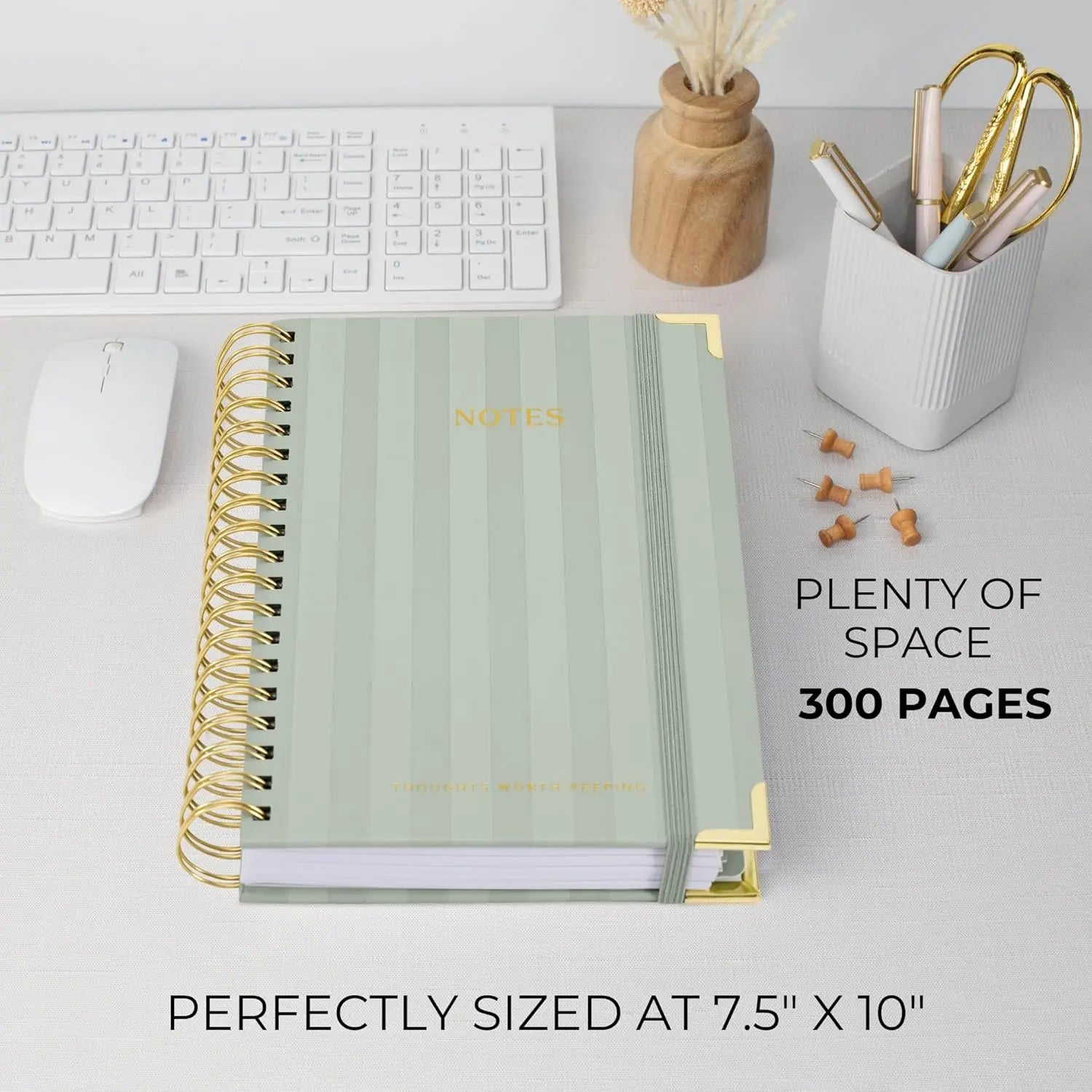Thick Spiral Notebook with Tabs - B5 Journal for Women, College Ruled, 300 Pages, Dividers for Work or School
