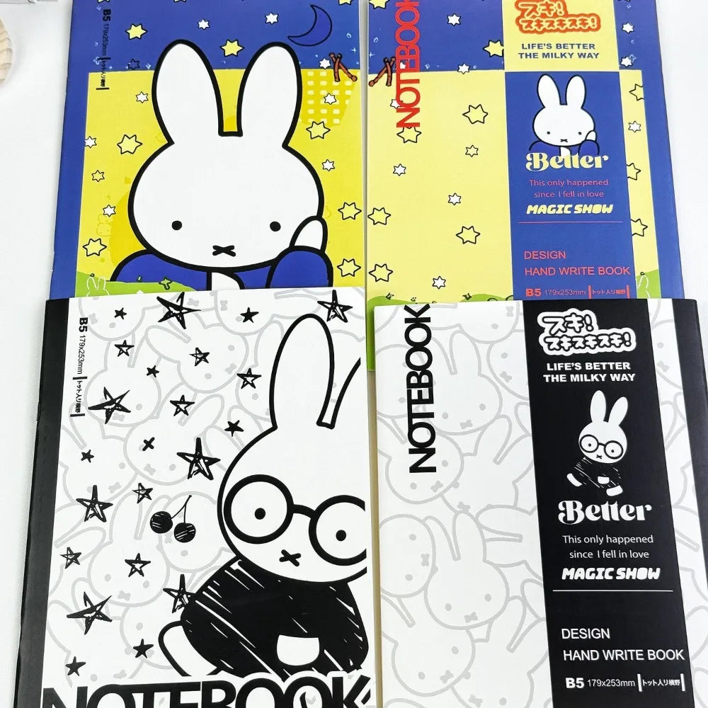 Kawaii Miffy Cute Ins style Graffiti Notebook B5 Cartoon Handbook Office Student Message Notebook Gift Toy for Girl