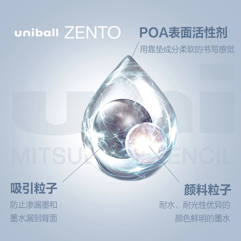 Uni-ball ZENTO Aluminum Grip Metal Pen,0.38/0.5mm Smooth Writing With Original Refills For Academic Exams&Professional Signing