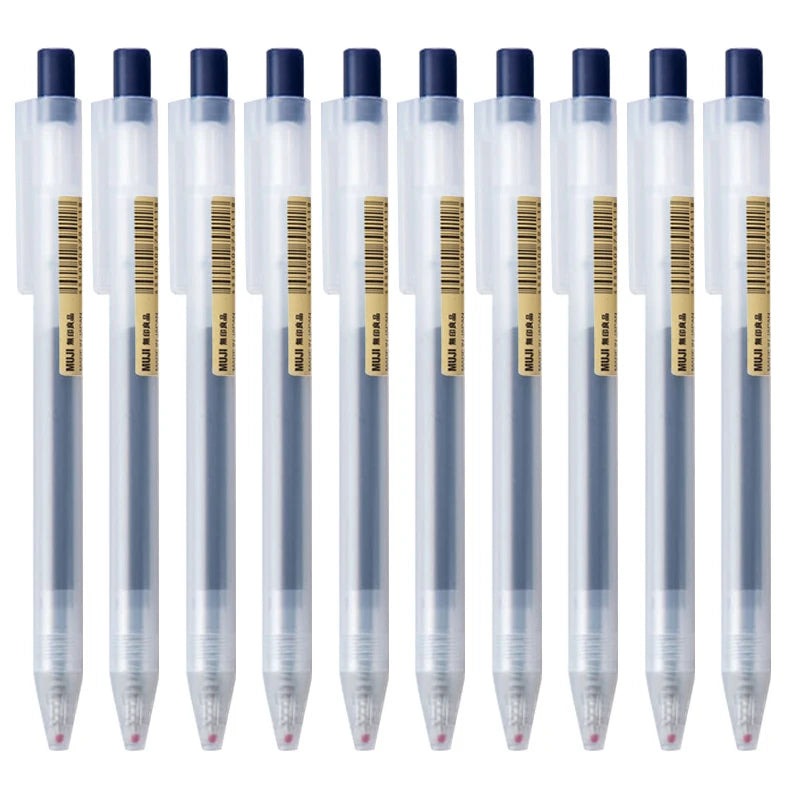 10pcs Press Gel Pen 0.5mm Blue/Black/Dark Blue/red Ink MUJIs Gel Pen set For School Office Student Writing Stationery