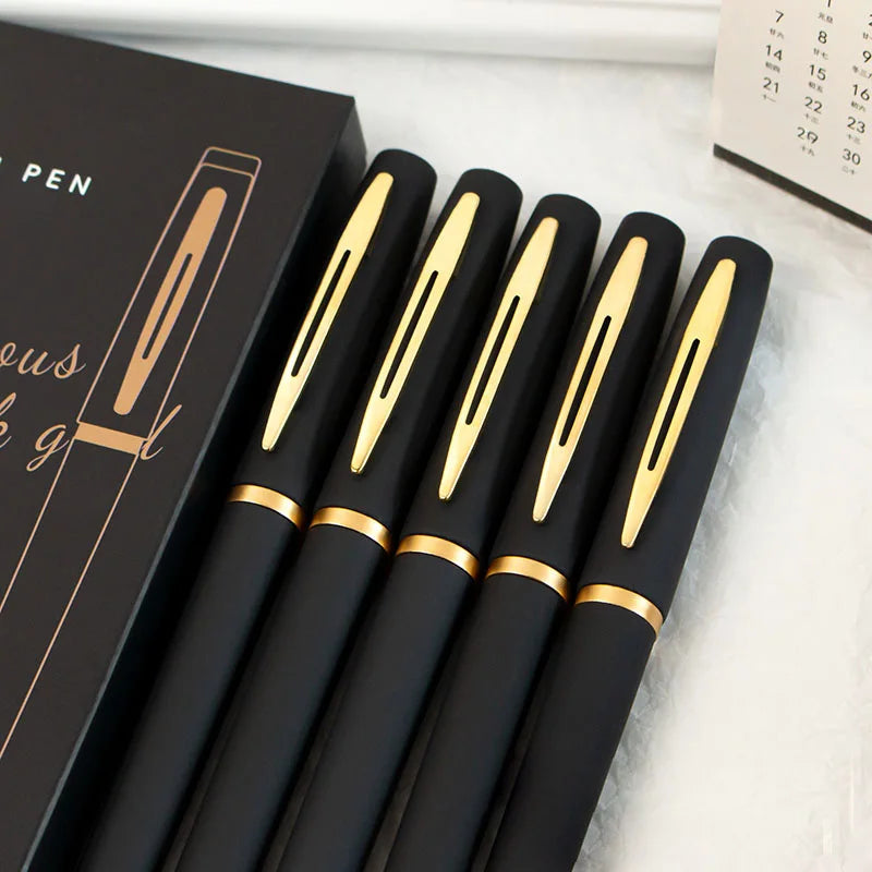 5pcs Large Capacity Gold Metal Pen Clips, 0.5mm/0.7mm/1.0mm, Multiple Specifications, Ink Signature Pens, Office Gel Pens