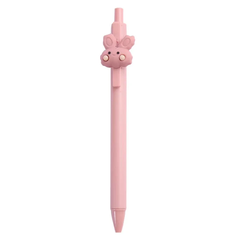 5Pcs/set Cute Sweet Pink Girl and Rabbit Gel Pen Cartoon Press Pen 0.5mm Black Ink School Supplies Stationery Kawaii Funny Pens