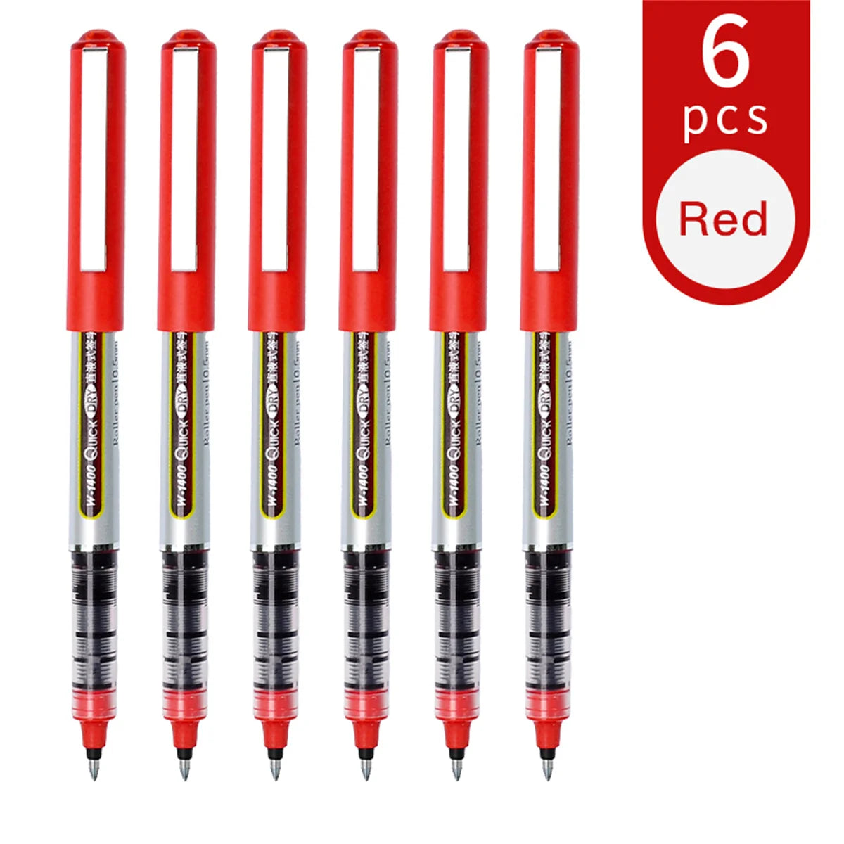 WQN-3/6/12  Roller Ink Pen 0.5mm Quick-Drying Liquid Ink Stick With a Round Blue-Red Black Gel Pen For Writing Notes For Adults